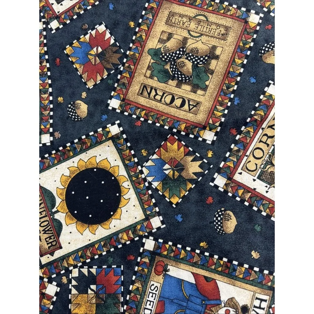 Fall Autumn Blue Cloth Placements Sunflower Scarecrow Reversible 16 x12 Set of 4